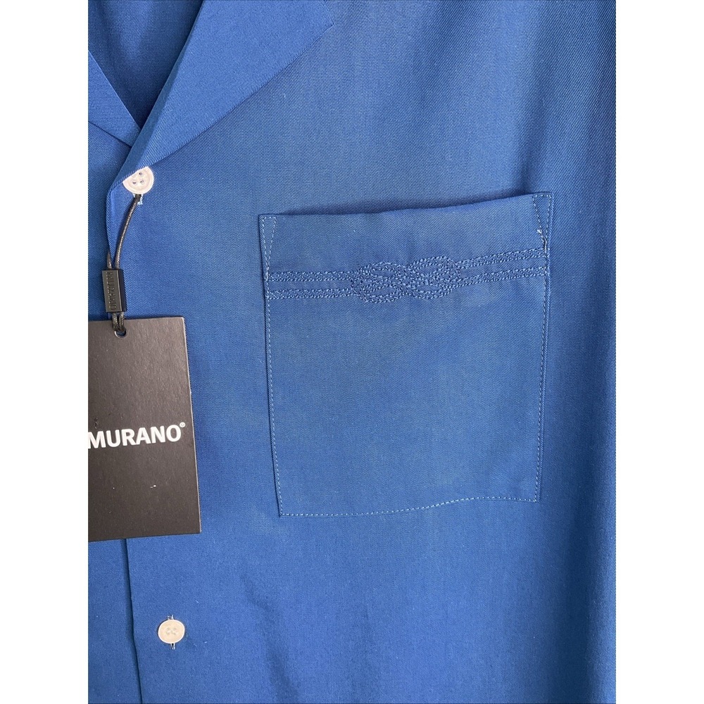 NEW Murano Performance Blue Button‎ Up Short Sleeve Shirt Pocket Casual XL Tall - Picture 3 of 8